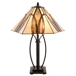 LumiLamp Lampe de table Tiffany 51*44*66 cm E27/max 2*60W Brun, Beige Vitrail