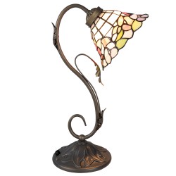 LumiLamp Tiffany Tafellamp 5LL-5920 32*20*48 cm E27/max 1*60W Wit Groen Rood Glas in lood Bloemen Tiffany Bureaulamp