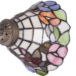 LumiLamp Tiffany Tafellamp 5LL-5920 32*20*48 cm E27/max 1*60W Wit Groen Rood Glas in lood Bloemen Tiffany Bureaulamp