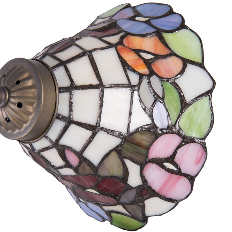 2LumiLamp Tiffany Tafellamp 5LL-5920 32*20*48 cm E27/max 1*60W Wit Groen Rood Glas in lood Bloemen Tiffany Bureaulamp