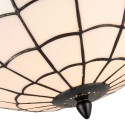 2LumiLamp Plafondlamp Tiffany 5LL-5932 Ø 40*30 cm E14/max 2*40W Wit Metaal Glas HalfRond Art Deco Plafonniere