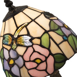 LumiLamp Lampe de table Tiffany Ø 20*36 cm E14/max 1*40W Beige, Rose Vitrail