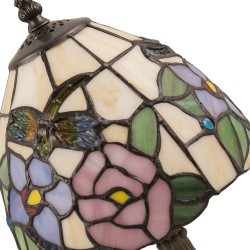 LumiLamp Lampe de table Tiffany Ø 20*36 cm E14/max 1*40W Beige, Rose Vitrail