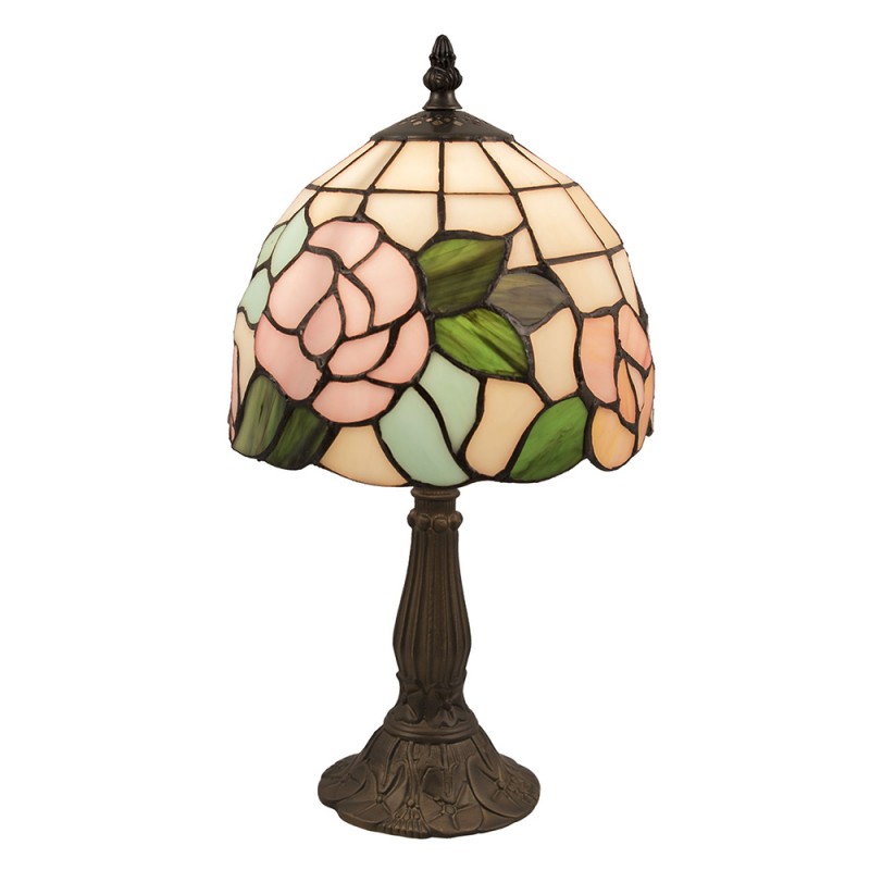 2LumiLamp Lampe de table Tiffany Ø 20*36 cm E14/max 1*40W Brun, Vert Vitrail