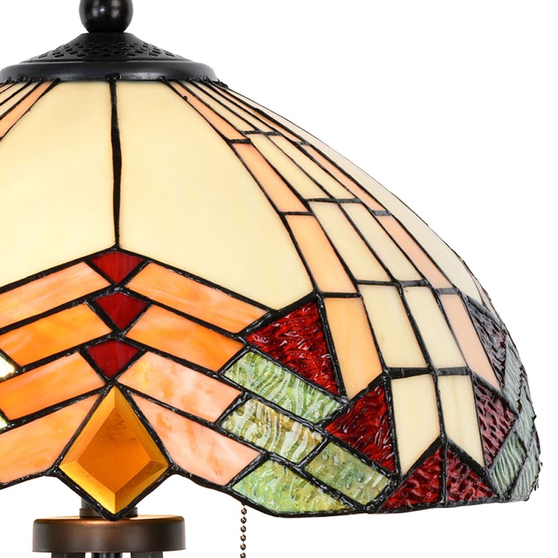 LumiLamp Table Lamp Tiffany Ø 40x60 cm  Beige Red Glass