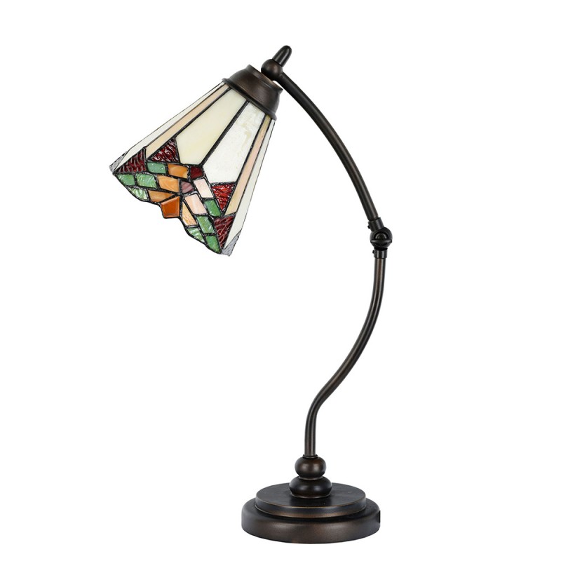 LumiLamp Lampe de table Tiffany Ø 26x50 cm  Beige, Rouge Vitrail