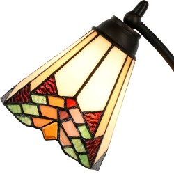 LumiLamp Lampe de table Tiffany 5LL-5964 Ø 26*50 cm E14/max 1*40W Beige, Rouge Vitrail Art déco Lampe de bureau Tiffany