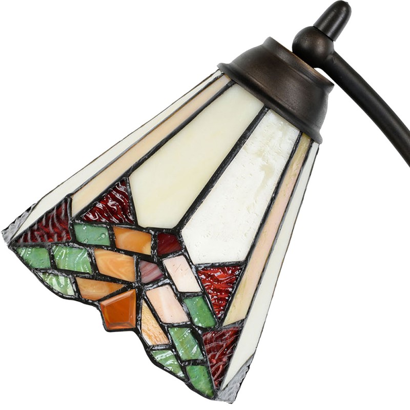 LumiLamp Lampe de table Tiffany Ø 26x50 cm  Beige, Rouge Vitrail