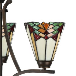 LumiLamp Lampada a Sospensione Tiffany 5LL-5967 Ø 44*50 cm E14/max 3*60W Beige, Rosso  Art Deco Lampada a Sospensione