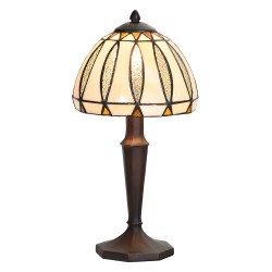 LumiLamp Lampe de table Tiffany 5LL-5973 Ø 19*40 cm E14/max 1*40W Crème Vitrail Lampe de bureau Tiffany