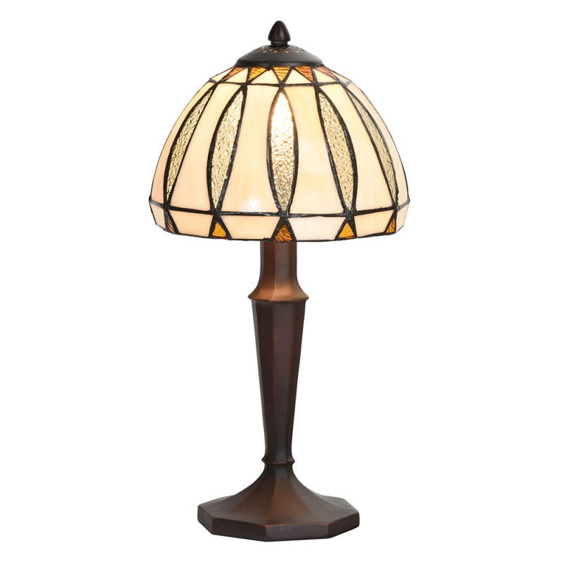 LumiLamp Lampe de table Tiffany Ø 19x40 cm  Beige Verre