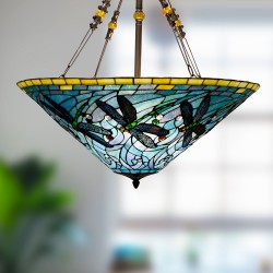 LumiLamp Pendant Lamp Tiffany Ø 71*75 cm Green Blue Metal Glass