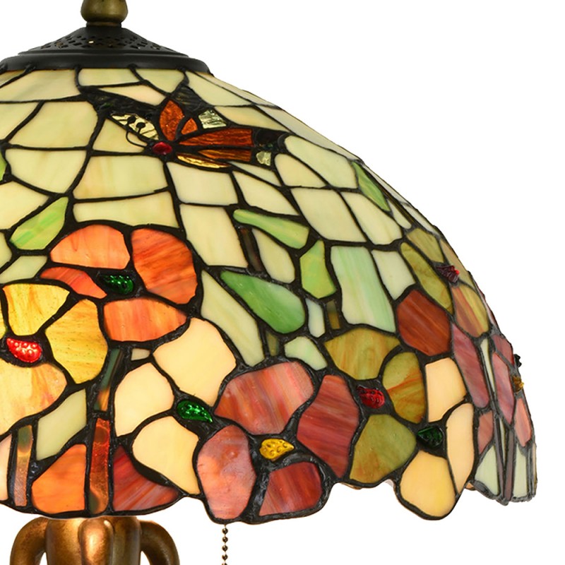 2LumiLamp Lampe de table Tiffany Ø 40*63 cm E27/max 2*60W Beige, Rouge Vitrail