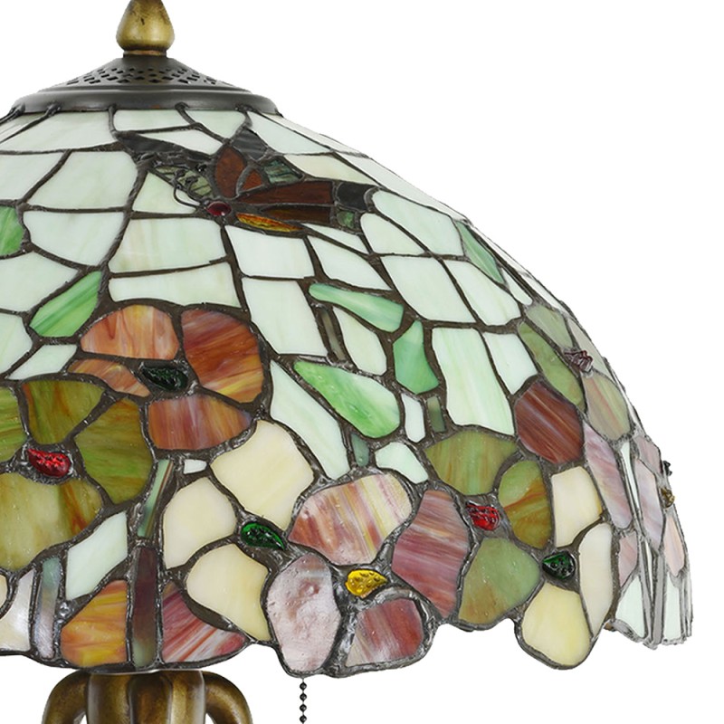 LumiLamp Table Lamp Tiffany Ø 40x63 cm  Beige Red Glass Flowers