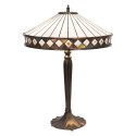 2LumiLamp Tiffany Tafellamp 5LL-5983 Ø 41*59 cm E27/max 2*60W Wit Bruin Glas in lood Art Deco Tiffany Bureaulamp