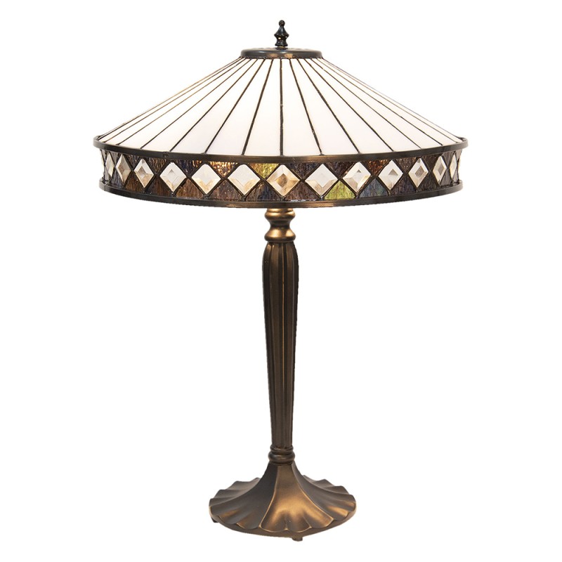 LumiLamp Table Lamp Tiffany Ø 41x59 cm  White Brown Glass
