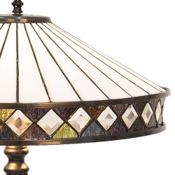 LumiLamp Tiffany Tafellamp 5LL-5983 Ø 41*59 cm E27/max 2*60W Wit Bruin Glas in lood Art Deco Tiffany Bureaulamp