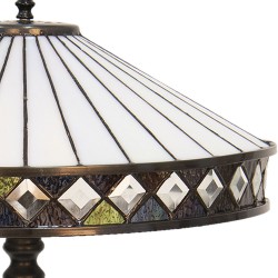 LumiLamp Lampe de table Tiffany Ø 41*59 cm E27/max 2*60W Blanc, Brun Vitrail