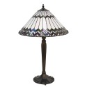 2LumiLamp Lampe de table Tiffany Ø 40*62 cm E27/max 2*60W Blanc, Brun Vitrail
