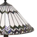 2LumiLamp Tiffany Tafellamp 5LL-5985 Ø 40*62 cm E27/max 2*60W Wit Bruin Glas in lood Art Deco Tiffany Bureaulamp