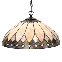 LumiLamp Pendant Lamp Tiffany 5LL-5986 Ø 40 cm Beige Brown Glass