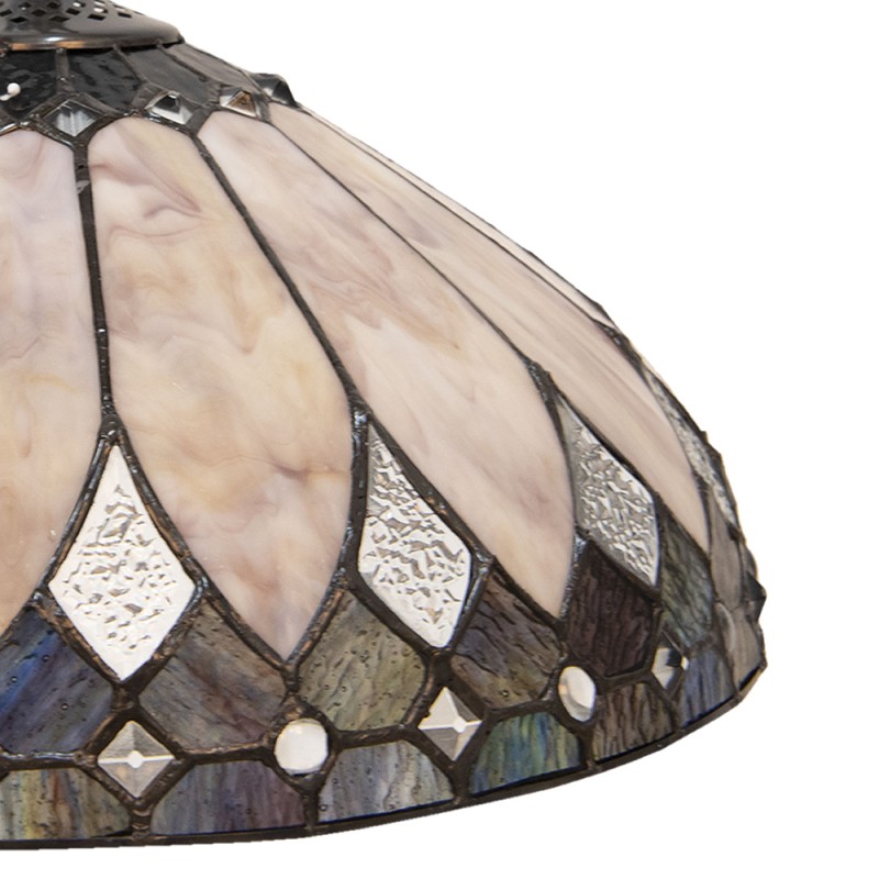 LumiLamp Lampada a Sospensione Tiffany Ø 40 cm  Beige Marrone  Vetro