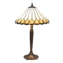 2LumiLamp Tiffany Tafellamp 5LL-5988 Ø 40*62 cm E27/max 2*60W Beige Wit Glas in lood Art Deco Tiffany Bureaulamp