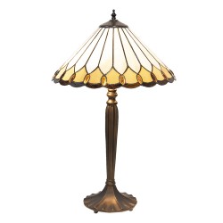 LumiLamp Lampe de table Tiffany 5LL-5988 Ø 40*62 cm E27/max 2*60W Beige, Blanc Vitrail Art déco Lampe de bureau Tiffany