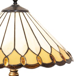 LumiLamp Tiffany Tafellamp 5LL-5988 Ø 40*62 cm E27/max 2*60W Beige Wit Glas in lood Art Deco Tiffany Bureaulamp