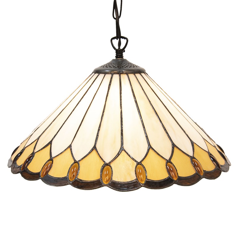 LumiLamp Pendant Lamp Tiffany 5LL-5989 Ø 40*22 cm Beige Yellow Glass