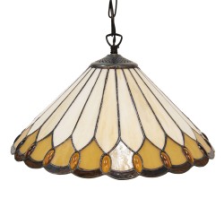 LumiLamp Hanglamp Tiffany 5LL-5989 Ø 40*22 cm  Beige Geel Glas Hanglamp Eettafel Hanglampen Eetkamer