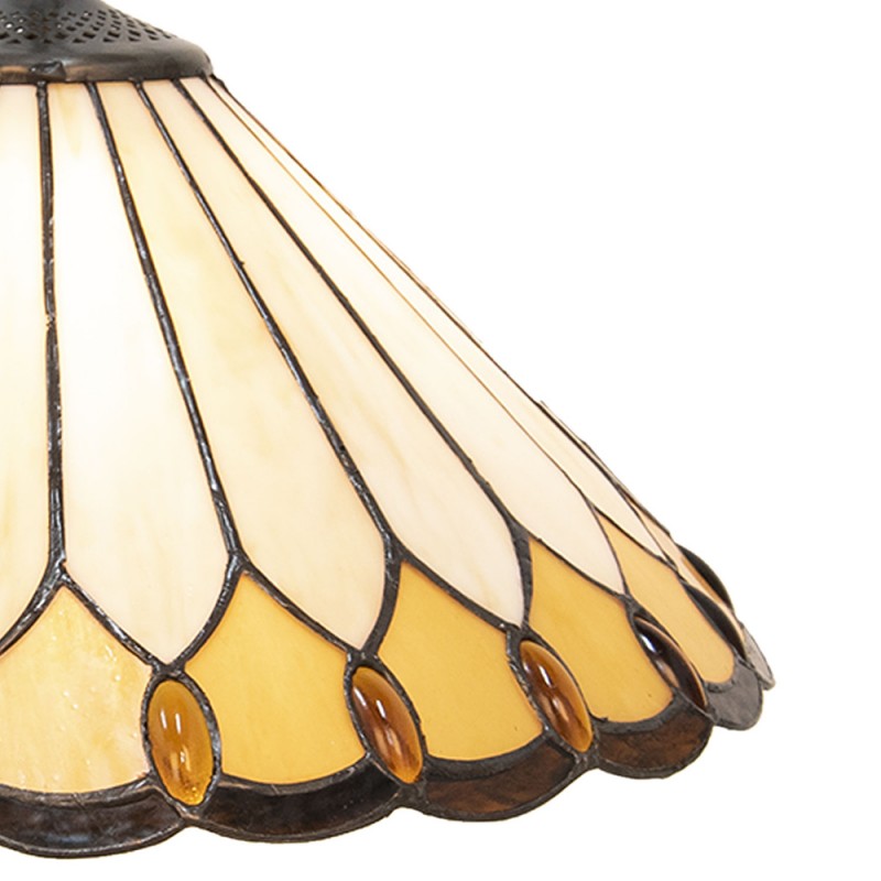 2LumiLamp Hanglamp Tiffany 5LL-5989 Ø 40*22 cm  Beige Geel Glas Hanglamp Eettafel Hanglampen Eetkamer