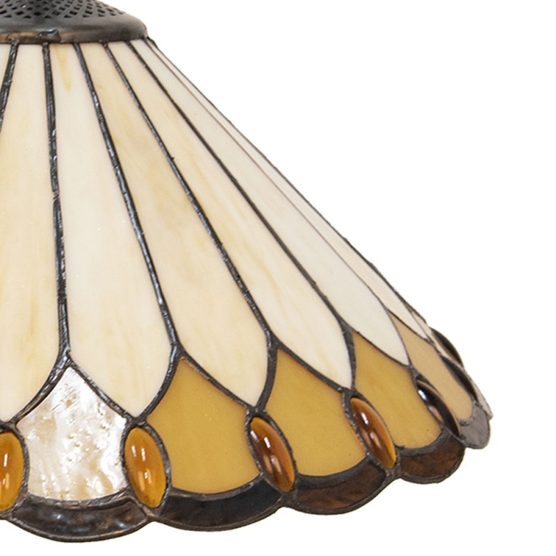 2LumiLamp Hanglamp Tiffany 5LL-5989 Ø 40*22 cm  Beige Geel Glas Hanglamp Eettafel Hanglampen Eetkamer