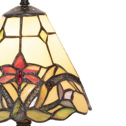LumiLamp Lampe de table Tiffany Ø 20*36 cm E14/max 1*40W Beige, Rouge Vitrail