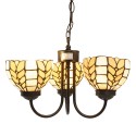 2LumiLamp Hanglamp Tiffany 5LL-5993 Ø 39*125 cm E14/max 3*40W Beige Geel Glas in lood Art Deco Hanglamp Eettafel