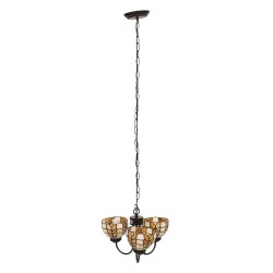 LumiLamp Lampada a Sospensione Tiffany 5LL-5993 Ø 39*125 cm E14/max 3*40W Beige, Giallo Vetro Colorato  Art Deco