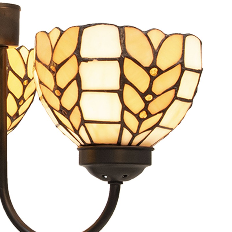 2LumiLamp Hanglamp Tiffany 5LL-5993 Ø 39*125 cm E14/max 3*40W Beige Geel Glas in lood Art Deco Hanglamp Eettafel