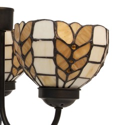 LumiLamp Hanglamp Tiffany 5LL-5993 Ø 39*125 cm E14/max 3*40W Beige Geel Glas in lood Art Deco Hanglamp Eettafel