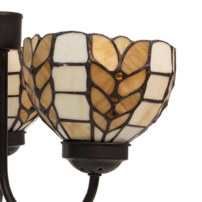 2LumiLamp Lampada a Sospensione Tiffany 5LL-5993 Ø 39*125 cm E14/max 3*40W Beige, Giallo Vetro Colorato  Art Deco