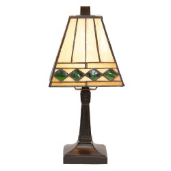 LumiLamp Lampe de table Tiffany Ø 20*30 cm E14/max 1*40W Beige, Vert Vitrail