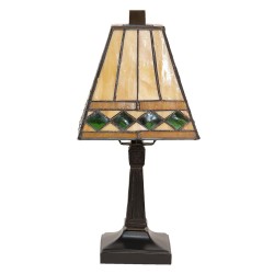 LumiLamp Lampe de table Tiffany Ø 20*30 cm E14/max 1*40W Beige, Vert Vitrail
