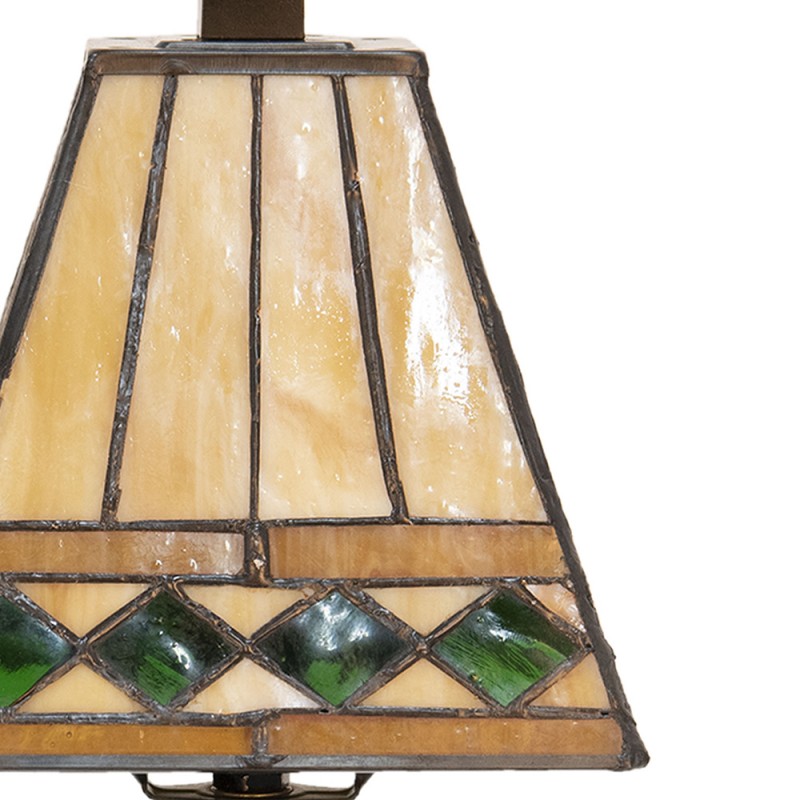 2LumiLamp Lampe de table Tiffany Ø 20*30 cm E14/max 1*40W Beige, Vert Vitrail