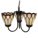 2LumiLamp Hanglamp Tiffany 5LL-5996 Ø 39*125 cm E14/max 3*40W Beige Bruin Glas in lood Art Deco Hanglamp Eettafel