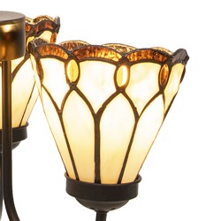 LumiLamp Hanglamp Tiffany 5LL-5996 Ø 39*125 cm Beige Bruin Glas Hanglamp Eettafel Hanglampen Eetkamer