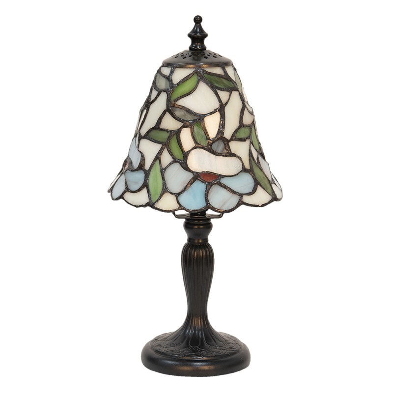 LumiLamp Lampe de table Tiffany Ø 16x31 cm  Beige Jaune Verre Plastique Fleurs