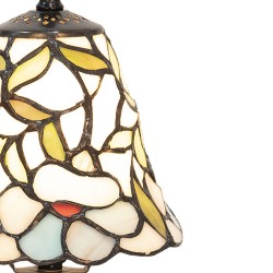 LumiLamp Tiffany Tafellamp 5LL-5997 Ø 16*31 cm  Beige Geel Glas Kunststof Bloemen Tiffany Bureaulamp Tiffany Lampen