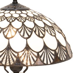 LumiLamp Tiffany Tafellamp 5LL-5998 Ø 31*46 cm E27/max 1*60W Wit Bruin Glas in lood Art Deco Tiffany Bureaulamp