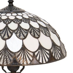 LumiLamp Lampe de table Tiffany Ø 31*46 cm E27/max 1*60W Blanc, Brun Vitrail