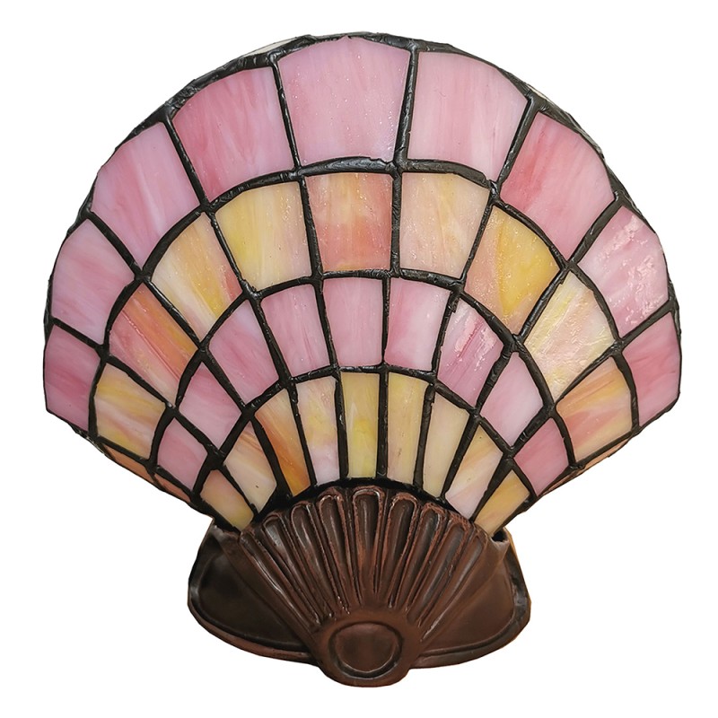 LumiLamp Table Lamp Tiffany Shell 25x20 cm Pink Beige Glass