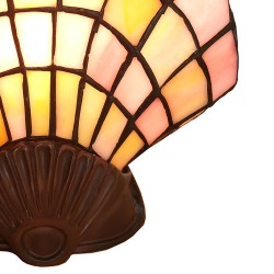 LumiLamp Tiffany Tafellamp Schelp 5LL-6000 25*20 cm E14/max 1*25W Beige Bruin Glas in lood Tiffany Bureaulamp